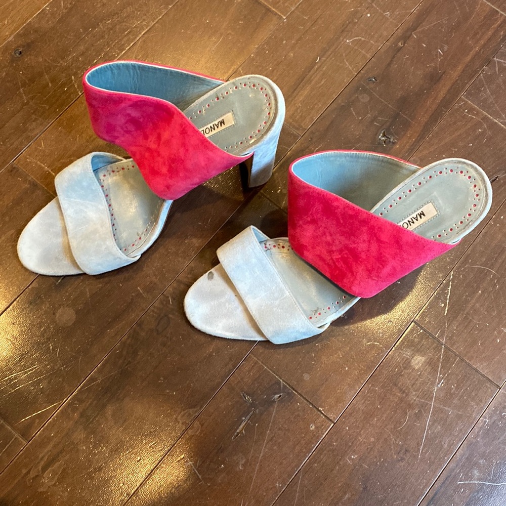 5” blue and pink Manolo blahnik size 39